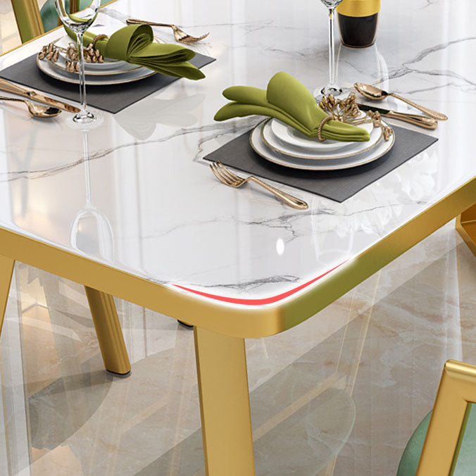 Glam White Top Dining Table Rectangle Standard Dining Table for Kitchen Clearhalo ' dining_table' 'Dining Tables & Seating' 'Dining Tables' 'furn' 'furn_dining_table' 'Furniture' 'furniture_dining_table' 'Kitchen & Dining Furniture' 'kitchen&dining_furn' 'kitchen' 'kitchen_dining_table' 4050965