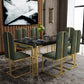 Glam Rectangle Shape Marble Dining Table Kitchen Standard Dining Table with 4 Legs Base Clearhalo ' dining_table' 'Dining Tables & Seating' 'Dining Tables' 'furn' 'furn_dining_table' 'Furniture' 'furniture_dining_table' 'Kitchen & Dining Furniture' 'kitchen&dining_furn' 'kitchen' 'kitchen_dining_table' 4050990