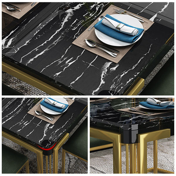 Glam Rectangle Shape Marble Dining Table Kitchen Standard Dining Table with 4 Legs Base Clearhalo ' dining_table' 'Dining Tables & Seating' 'Dining Tables' 'furn' 'furn_dining_table' 'Furniture' 'furniture_dining_table' 'Kitchen & Dining Furniture' 'kitchen&dining_furn' 'kitchen' 'kitchen_dining_table' 4050994
