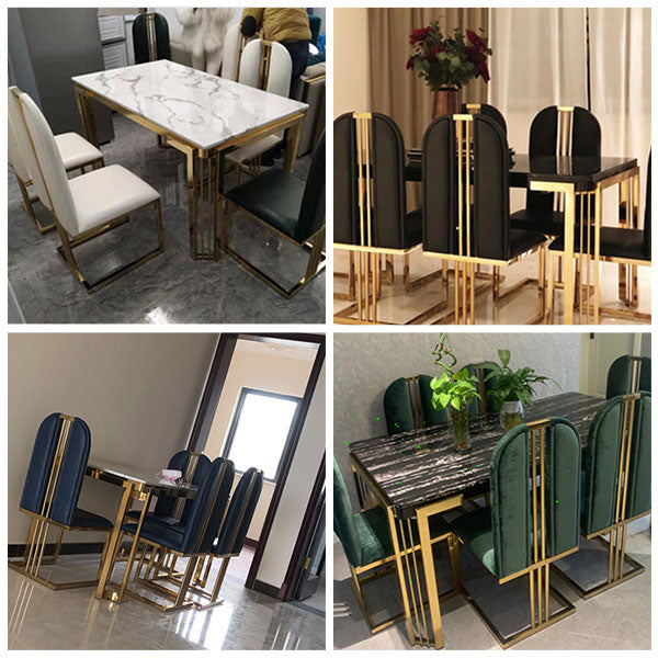 Glam Rectangle Shape Marble Dining Table Kitchen Standard Dining Table with 4 Legs Base Clearhalo ' dining_table' 'Dining Tables & Seating' 'Dining Tables' 'furn' 'furn_dining_table' 'Furniture' 'furniture_dining_table' 'Kitchen & Dining Furniture' 'kitchen&dining_furn' 'kitchen' 'kitchen_dining_table' 4050999