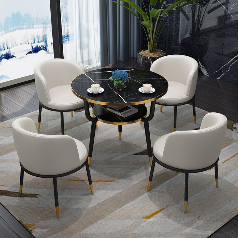 Contemporary MDF Standard Dining Table Round Shape Kitchen Dining Table with 3 Legs Base Black Without Chairs Clearhalo ' dining_table' 'Dining Tables & Seating' 'Dining Tables' 'furn' 'furn_dining_table' 'Furniture' 'furniture_dining_table' 'Kitchen & Dining Furniture' 'kitchen&dining_furn' 'kitchen' 'kitchen_dining_table' 4051031