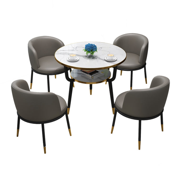 Contemporary MDF Standard Dining Table Round Shape Kitchen Dining Table with 3 Legs Base Clearhalo ' dining_table' 'Dining Tables & Seating' 'Dining Tables' 'furn' 'furn_dining_table' 'Furniture' 'furniture_dining_table' 'Kitchen & Dining Furniture' 'kitchen&dining_furn' 'kitchen' 'kitchen_dining_table' 4051038