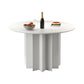 Modern Standard Kitchen Dining Table Wood Round Shape Dining Table with Pedestal Base White 47.2"L x 47.2"W x 29.5"H Without Chairs Clearhalo ' dining_table' 'Dining Tables & Seating' 'Dining Tables' 'furn' 'furn_dining_table' 'Furniture' 'furniture_dining_table' 'Kitchen & Dining Furniture' 'kitchen&dining_furn' 'kitchen' 'kitchen_dining_table' 4051053