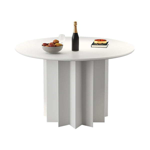 Modern Standard Kitchen Dining Table Wood Round Shape Dining Table with Pedestal Base White 47.2"L x 47.2"W x 29.5"H Without Chairs Clearhalo ' dining_table' 'Dining Tables & Seating' 'Dining Tables' 'furn' 'furn_dining_table' 'Furniture' 'furniture_dining_table' 'Kitchen & Dining Furniture' 'kitchen&dining_furn' 'kitchen' 'kitchen_dining_table' 4051053