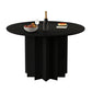 Modern Standard Kitchen Dining Table Wood Round Shape Dining Table with Pedestal Base Black 47.2"L x 47.2"W x 29.5"H Without Chairs Clearhalo ' dining_table' 'Dining Tables & Seating' 'Dining Tables' 'furn' 'furn_dining_table' 'Furniture' 'furniture_dining_table' 'Kitchen & Dining Furniture' 'kitchen&dining_furn' 'kitchen' 'kitchen_dining_table' 4051060