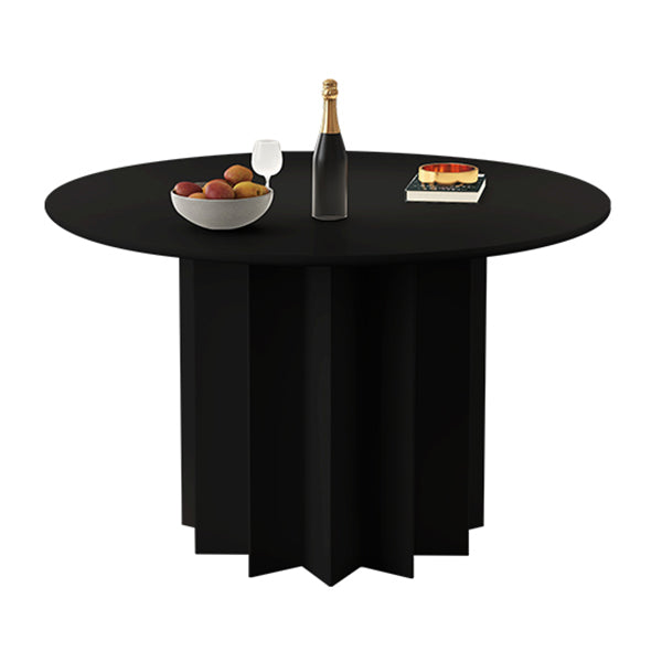 Modern Standard Kitchen Dining Table Wood Round Shape Dining Table with Pedestal Base Black 47.2"L x 47.2"W x 29.5"H Without Chairs Clearhalo ' dining_table' 'Dining Tables & Seating' 'Dining Tables' 'furn' 'furn_dining_table' 'Furniture' 'furniture_dining_table' 'Kitchen & Dining Furniture' 'kitchen&dining_furn' 'kitchen' 'kitchen_dining_table' 4051060