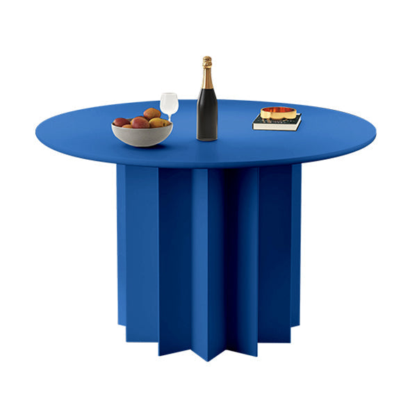 Modern Standard Kitchen Dining Table Wood Round Shape Dining Table with Pedestal Base Blue 47.2"L x 47.2"W x 29.5"H Without Chairs Clearhalo ' dining_table' 'Dining Tables & Seating' 'Dining Tables' 'furn' 'furn_dining_table' 'Furniture' 'furniture_dining_table' 'Kitchen & Dining Furniture' 'kitchen&dining_furn' 'kitchen' 'kitchen_dining_table' 4051068