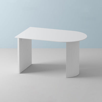 Free Form Sintered Stone Table White Tone Simplicity Double Pedestal Table for Dining Room White 51.2"L x 31.5"W x 29.5"H Without Chairs Clearhalo ' dining_table' 'Dining Tables & Seating' 'Dining Tables' 'furn' 'furn_dining_table' 'Furniture' 'furniture_dining_table' 'Kitchen & Dining Furniture' 'kitchen&dining_furn' 'kitchen' 'kitchen_dining_table' 4051105