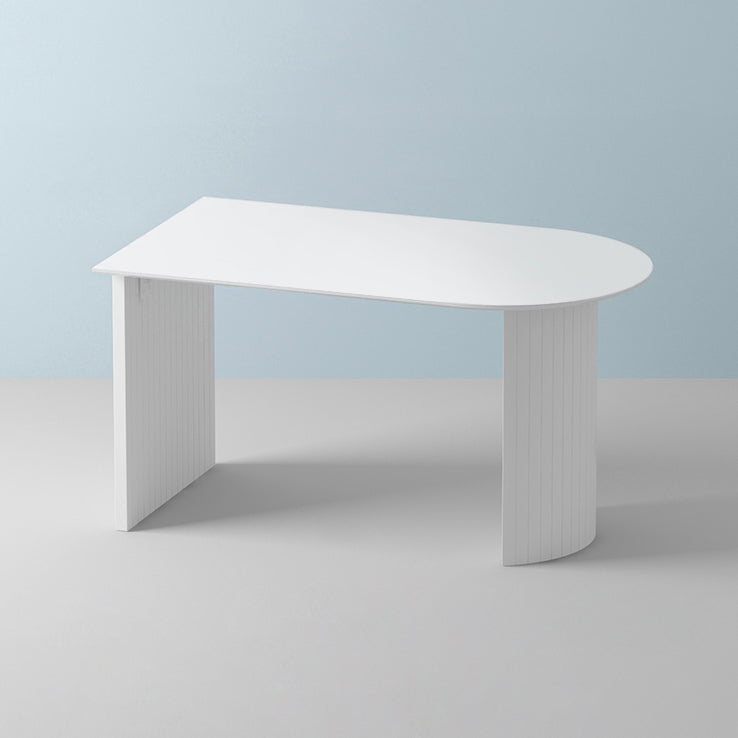 Free Form Sintered Stone Table White Tone Simplicity Double Pedestal Table for Dining Room White 55.1"L x 31.5"W x 29.5"H Without Chairs Clearhalo ' dining_table' 'Dining Tables & Seating' 'Dining Tables' 'furn' 'furn_dining_table' 'Furniture' 'furniture_dining_table' 'Kitchen & Dining Furniture' 'kitchen&dining_furn' 'kitchen' 'kitchen_dining_table' 4051106