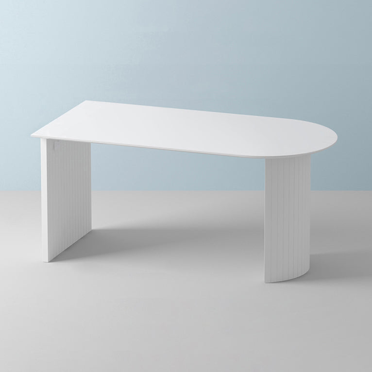 Free Form Sintered Stone Table White Tone Simplicity Double Pedestal Table for Dining Room White 63"L x 31.5"W x 29.5"H Without Chairs Clearhalo ' dining_table' 'Dining Tables & Seating' 'Dining Tables' 'furn' 'furn_dining_table' 'Furniture' 'furniture_dining_table' 'Kitchen & Dining Furniture' 'kitchen&dining_furn' 'kitchen' 'kitchen_dining_table' 4051108