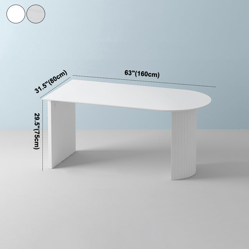 Free Form Sintered Stone Table White Tone Simplicity Double Pedestal Table for Dining Room Clearhalo ' dining_table' 'Dining Tables & Seating' 'Dining Tables' 'furn' 'furn_dining_table' 'Furniture' 'furniture_dining_table' 'Kitchen & Dining Furniture' 'kitchen&dining_furn' 'kitchen' 'kitchen_dining_table' 4051122