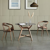 23.6'' Round Shape 4 Legs Table Modern Brown Tone Fixed Table of Glass Clearhalo ' dining_table' 'Dining Tables & Seating' 'Dining Tables' 'furn' 'furn_dining_table' 'Furniture' 'furniture_dining_table' 'Kitchen & Dining Furniture' 'kitchen&dining_furn' 'kitchen' 'kitchen_dining_table' 4051166