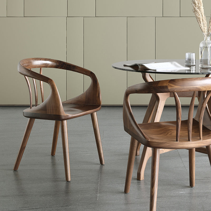 23.6'' Round Shape 4 Legs Table Modern Brown Tone Fixed Table of Glass Clearhalo ' dining_table' 'Dining Tables & Seating' 'Dining Tables' 'furn' 'furn_dining_table' 'Furniture' 'furniture_dining_table' 'Kitchen & Dining Furniture' 'kitchen&dining_furn' 'kitchen' 'kitchen_dining_table' 4051168