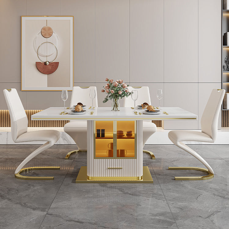 Traditional Luxury Dining Table White Rectangle Sintered Stone Table Clearhalo ' dining_table' 'Dining Tables & Seating' 'Dining Tables' 'furn' 'furn_dining_table' 'Furniture' 'furniture_dining_table' 'Kitchen & Dining Furniture' 'kitchen&dining_furn' 'kitchen' 'kitchen_dining_table' 4051175