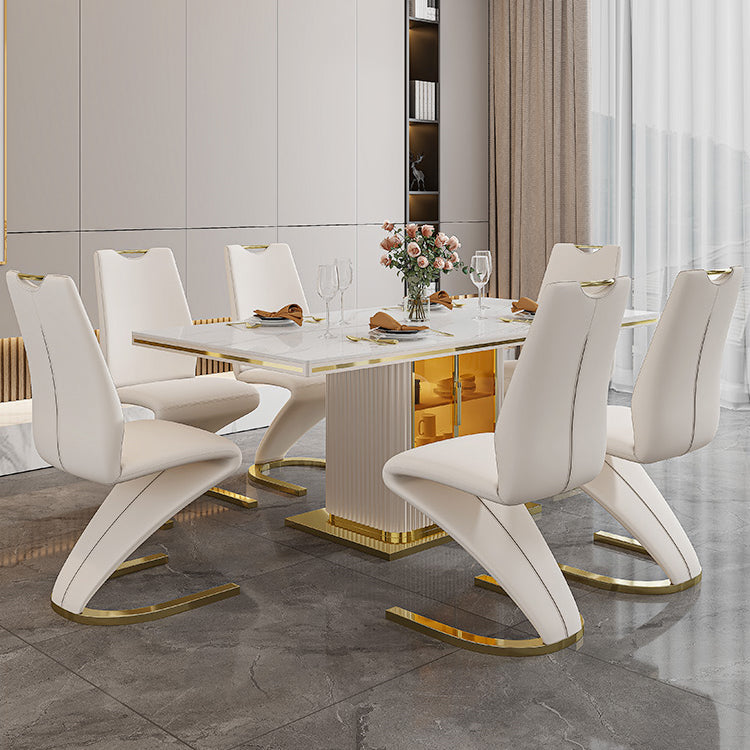 Traditional Luxury Dining Table White Rectangle Sintered Stone Table Clearhalo ' dining_table' 'Dining Tables & Seating' 'Dining Tables' 'furn' 'furn_dining_table' 'Furniture' 'furniture_dining_table' 'Kitchen & Dining Furniture' 'kitchen&dining_furn' 'kitchen' 'kitchen_dining_table' 4051177