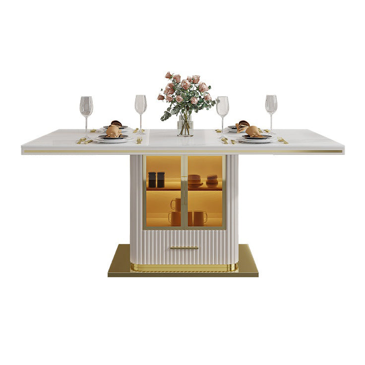 Traditional Luxury Dining Table White Rectangle Sintered Stone Table Without Chairs Clearhalo ' dining_table' 'Dining Tables & Seating' 'Dining Tables' 'furn' 'furn_dining_table' 'Furniture' 'furniture_dining_table' 'Kitchen & Dining Furniture' 'kitchen&dining_furn' 'kitchen' 'kitchen_dining_table' 4051178