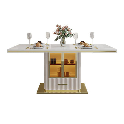 Traditional Luxury Dining Table White Rectangle Sintered Stone Table Without Chairs Clearhalo ' dining_table' 'Dining Tables & Seating' 'Dining Tables' 'furn' 'furn_dining_table' 'Furniture' 'furniture_dining_table' 'Kitchen & Dining Furniture' 'kitchen&dining_furn' 'kitchen' 'kitchen_dining_table' 4051178