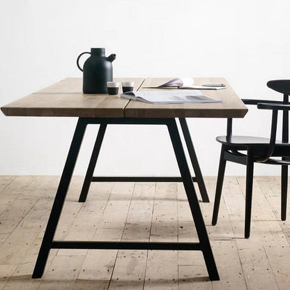 Rectangle 4 Legs Luxury Table Wood Color Fixed Table with Pinewood Solid Wood Black Without Chairs Clearhalo ' dining_table' 'Dining Tables & Seating' 'Dining Tables' 'furn' 'furn_dining_table' 'Furniture' 'furniture_dining_table' 'Kitchen & Dining Furniture' 'kitchen&dining_furn' 'kitchen' 'kitchen_dining_table' 4051200