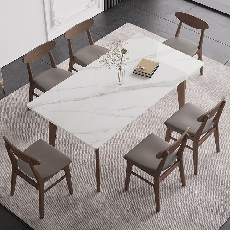 Sintered Stone Two-Color Dining Table Mid-Century Modern 4 Legs Table for Dining Room Clearhalo ' dining_table' 'Dining Tables & Seating' 'Dining Tables' 'furn' 'furn_dining_table' 'Furniture' 'furniture_dining_table' 'Kitchen & Dining Furniture' 'kitchen&dining_furn' 'kitchen' 'kitchen_dining_table' 4051217