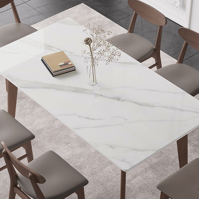 Sintered Stone Two-Color Dining Table Mid-Century Modern 4 Legs Table for Dining Room Clearhalo ' dining_table' 'Dining Tables & Seating' 'Dining Tables' 'furn' 'furn_dining_table' 'Furniture' 'furniture_dining_table' 'Kitchen & Dining Furniture' 'kitchen&dining_furn' 'kitchen' 'kitchen_dining_table' 4051222