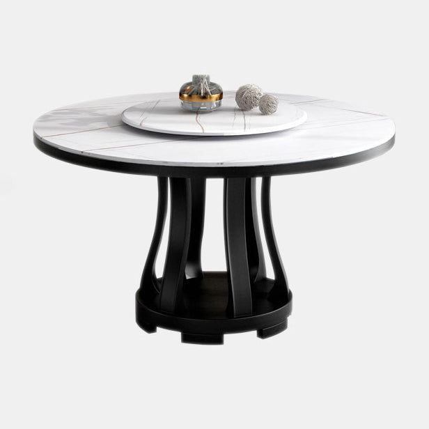 Contemporary Round Shape Table Sintered Stone White Standard Dining Table for Kitchen Clearhalo ' dining_table' 'Dining Tables & Seating' 'Dining Tables' 'furn' 'furn_dining_table' 'Furniture' 'furniture_dining_table' 'Kitchen & Dining Furniture' 'kitchen&dining_furn' 'kitchen' 'kitchen_dining_table' 4051233