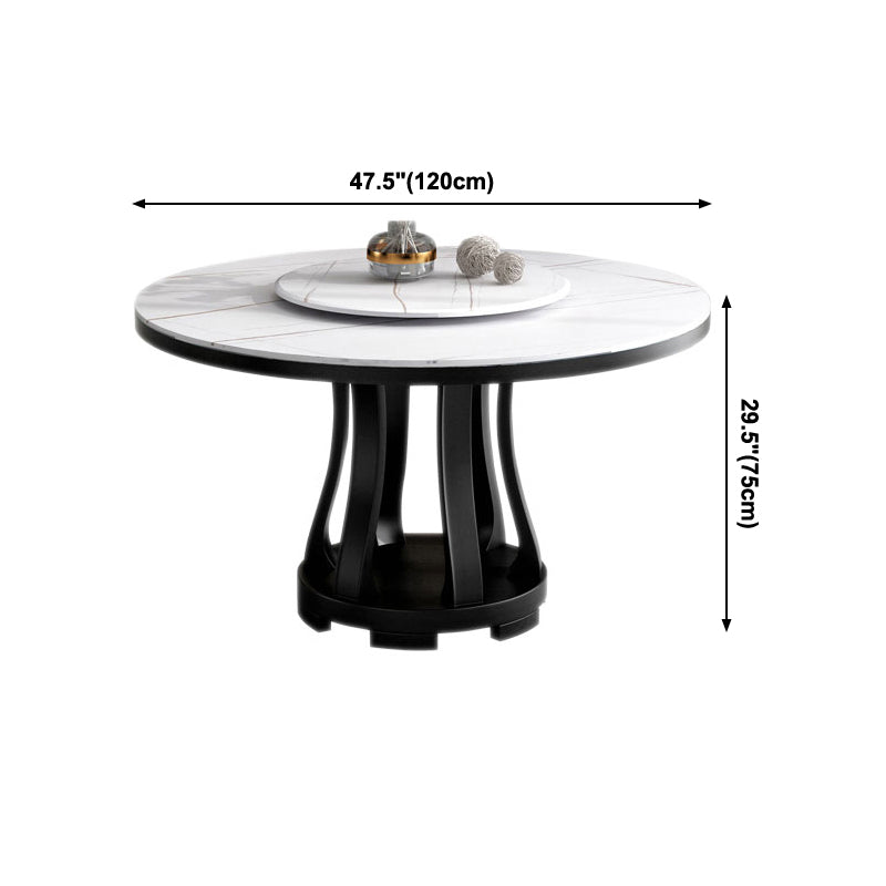 Contemporary Round Shape Table Sintered Stone White Standard Dining Table for Kitchen Clearhalo ' dining_table' 'Dining Tables & Seating' 'Dining Tables' 'furn' 'furn_dining_table' 'Furniture' 'furniture_dining_table' 'Kitchen & Dining Furniture' 'kitchen&dining_furn' 'kitchen' 'kitchen_dining_table' 4051237
