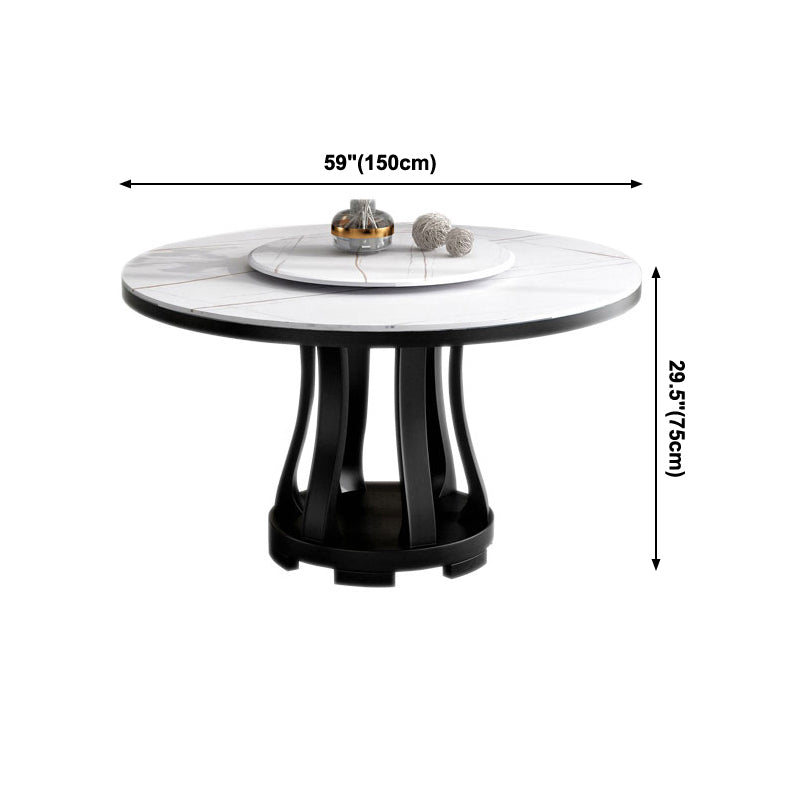 Contemporary Round Shape Table Sintered Stone White Standard Dining Table for Kitchen Clearhalo ' dining_table' 'Dining Tables & Seating' 'Dining Tables' 'furn' 'furn_dining_table' 'Furniture' 'furniture_dining_table' 'Kitchen & Dining Furniture' 'kitchen&dining_furn' 'kitchen' 'kitchen_dining_table' 4051239