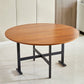 Metal Mid-Century Modern Round Table Wood Top Dining Table with Drop Leaf Orange Without Chairs Clearhalo ' dining_table' 'Dining Tables & Seating' 'Dining Tables' 'furn' 'furn_dining_table' 'Furniture' 'furniture_dining_table' 'Kitchen & Dining Furniture' 'kitchen&dining_furn' 'kitchen' 'kitchen_dining_table' 4051242