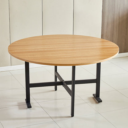 Metal Mid-Century Modern Round Table Wood Top Dining Table with Drop Leaf Natural Without Chairs Clearhalo ' dining_table' 'Dining Tables & Seating' 'Dining Tables' 'furn' 'furn_dining_table' 'Furniture' 'furniture_dining_table' 'Kitchen & Dining Furniture' 'kitchen&dining_furn' 'kitchen' 'kitchen_dining_table' 4051244