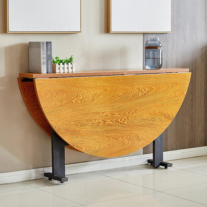 Metal Mid-Century Modern Round Table Wood Top Dining Table with Drop Leaf Clearhalo ' dining_table' 'Dining Tables & Seating' 'Dining Tables' 'furn' 'furn_dining_table' 'Furniture' 'furniture_dining_table' 'Kitchen & Dining Furniture' 'kitchen&dining_furn' 'kitchen' 'kitchen_dining_table' 4051245