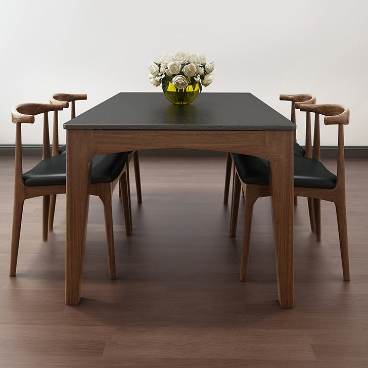Mid-Century Sintered Stone Table Ash Wood 4 Legs Base Rectangle Table for Home Clearhalo ' dining_table' 'Dining Tables & Seating' 'Dining Tables' 'furn' 'furn_dining_table' 'Furniture' 'furniture_dining_table' 'Kitchen & Dining Furniture' 'kitchen&dining_furn' 'kitchen' 'kitchen_dining_table' 4051259