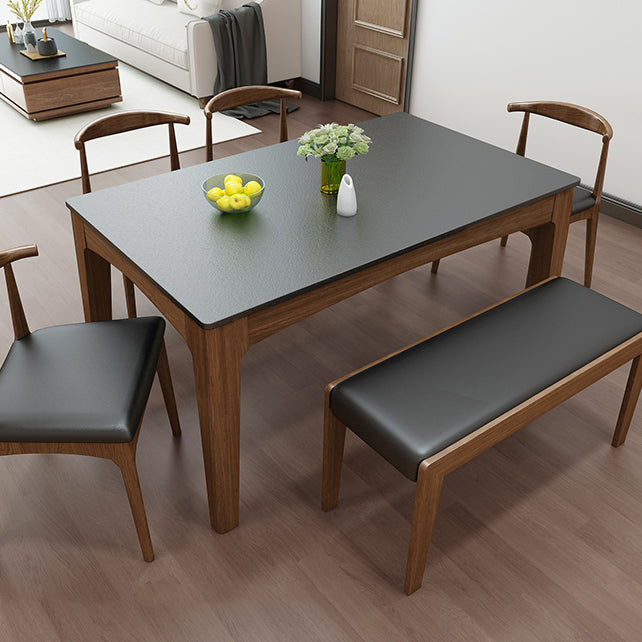 Mid-Century Sintered Stone Table Ash Wood 4 Legs Base Rectangle Table for Home Clearhalo ' dining_table' 'Dining Tables & Seating' 'Dining Tables' 'furn' 'furn_dining_table' 'Furniture' 'furniture_dining_table' 'Kitchen & Dining Furniture' 'kitchen&dining_furn' 'kitchen' 'kitchen_dining_table' 4051260