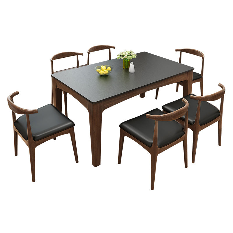 Mid-Century Sintered Stone Table Ash Wood 4 Legs Base Rectangle Table for Home Clearhalo ' dining_table' 'Dining Tables & Seating' 'Dining Tables' 'furn' 'furn_dining_table' 'Furniture' 'furniture_dining_table' 'Kitchen & Dining Furniture' 'kitchen&dining_furn' 'kitchen' 'kitchen_dining_table' 4051265