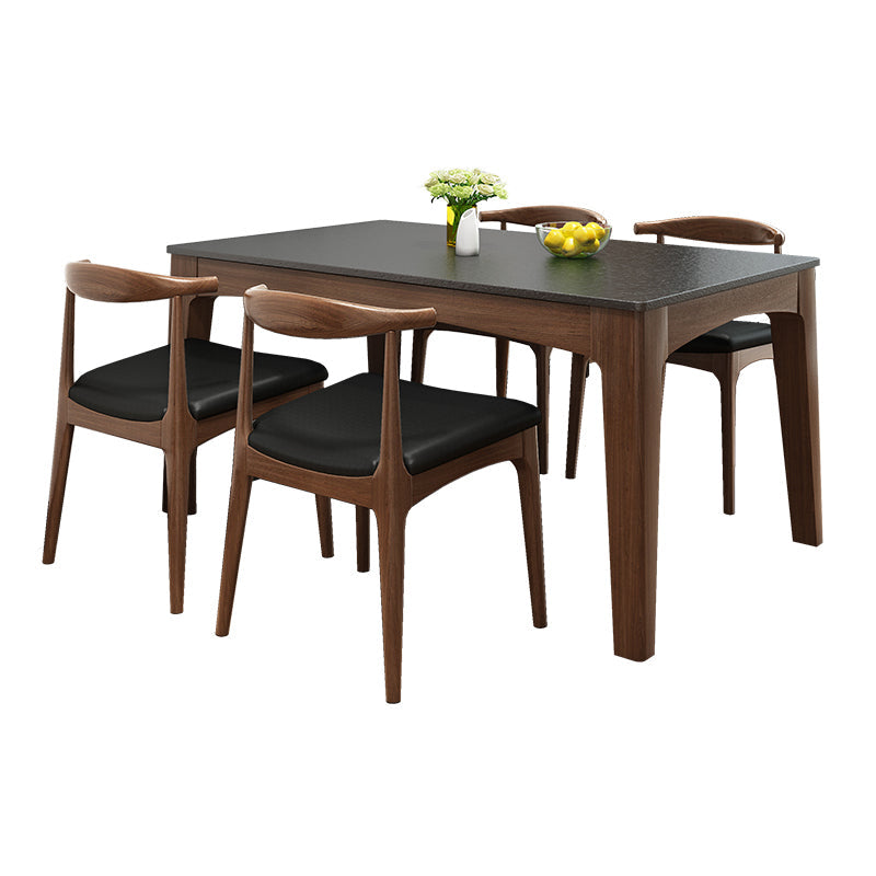 Mid-Century Sintered Stone Table Ash Wood 4 Legs Base Rectangle Table for Home Clearhalo ' dining_table' 'Dining Tables & Seating' 'Dining Tables' 'furn' 'furn_dining_table' 'Furniture' 'furniture_dining_table' 'Kitchen & Dining Furniture' 'kitchen&dining_furn' 'kitchen' 'kitchen_dining_table' 4051266