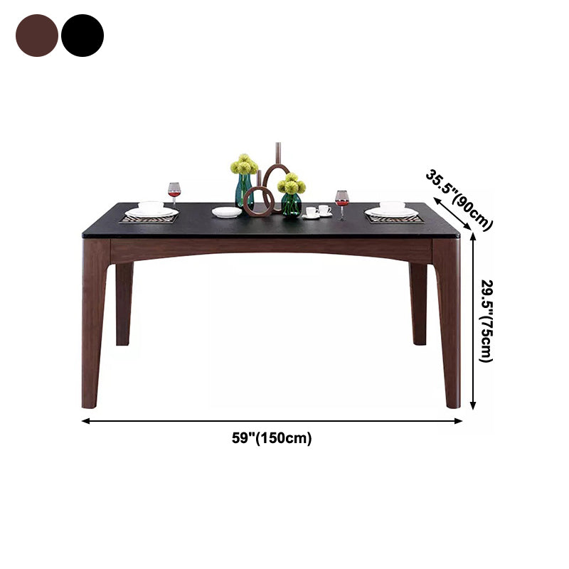 Mid-Century Sintered Stone Table Ash Wood 4 Legs Base Rectangle Table for Home Clearhalo ' dining_table' 'Dining Tables & Seating' 'Dining Tables' 'furn' 'furn_dining_table' 'Furniture' 'furniture_dining_table' 'Kitchen & Dining Furniture' 'kitchen&dining_furn' 'kitchen' 'kitchen_dining_table' 4051271