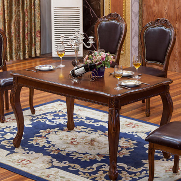 Rectangle Mid-Century Dining Table Brown Tone Fixed Table with Oakwood Solid Wood Clearhalo ' dining_table' 'Dining Tables & Seating' 'Dining Tables' 'furn' 'furn_dining_table' 'Furniture' 'furniture_dining_table' 'Kitchen & Dining Furniture' 'kitchen&dining_furn' 'kitchen' 'kitchen_dining_table' 4051272