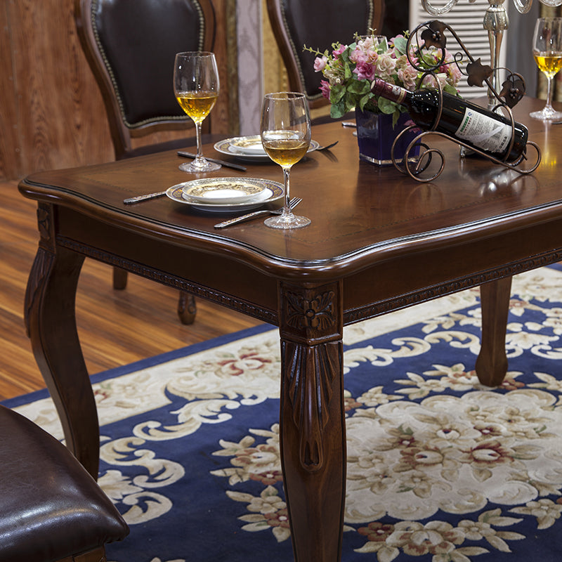 Rectangle Mid-Century Dining Table Brown Tone Fixed Table with Oakwood Solid Wood Clearhalo ' dining_table' 'Dining Tables & Seating' 'Dining Tables' 'furn' 'furn_dining_table' 'Furniture' 'furniture_dining_table' 'Kitchen & Dining Furniture' 'kitchen&dining_furn' 'kitchen' 'kitchen_dining_table' 4051274
