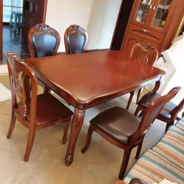 Rectangle Mid-Century Dining Table Brown Tone Fixed Table with Oakwood Solid Wood Clearhalo ' dining_table' 'Dining Tables & Seating' 'Dining Tables' 'furn' 'furn_dining_table' 'Furniture' 'furniture_dining_table' 'Kitchen & Dining Furniture' 'kitchen&dining_furn' 'kitchen' 'kitchen_dining_table' 4051280