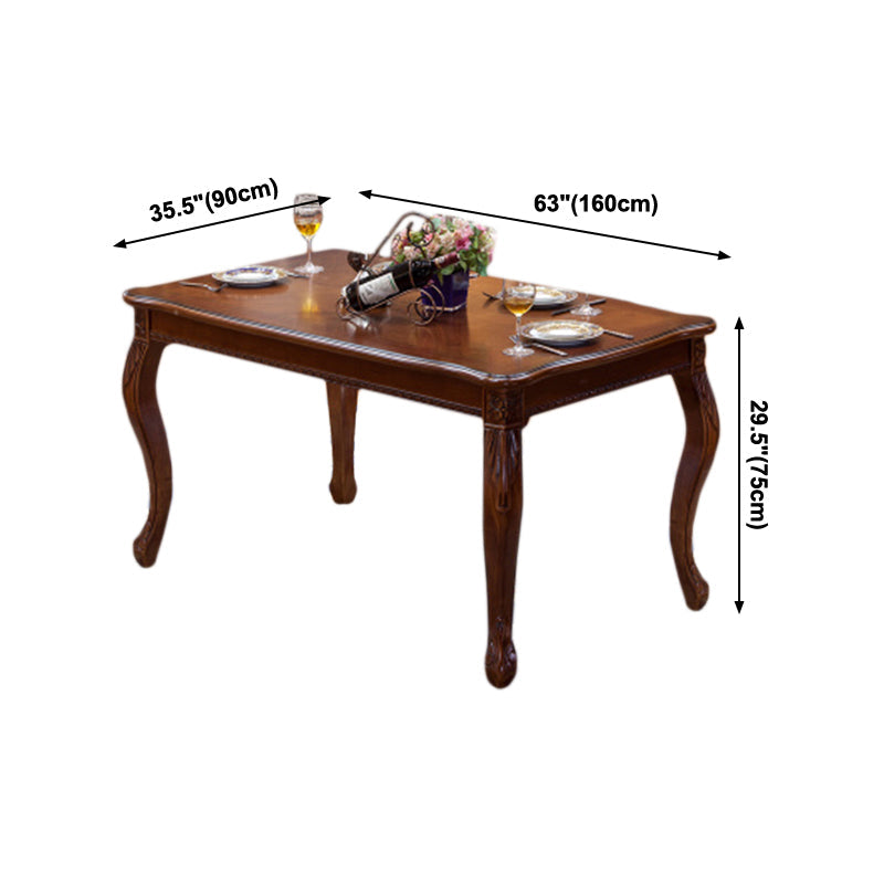 Rectangle Mid-Century Dining Table Brown Tone Fixed Table with Oakwood Solid Wood Clearhalo ' dining_table' 'Dining Tables & Seating' 'Dining Tables' 'furn' 'furn_dining_table' 'Furniture' 'furniture_dining_table' 'Kitchen & Dining Furniture' 'kitchen&dining_furn' 'kitchen' 'kitchen_dining_table' 4051282