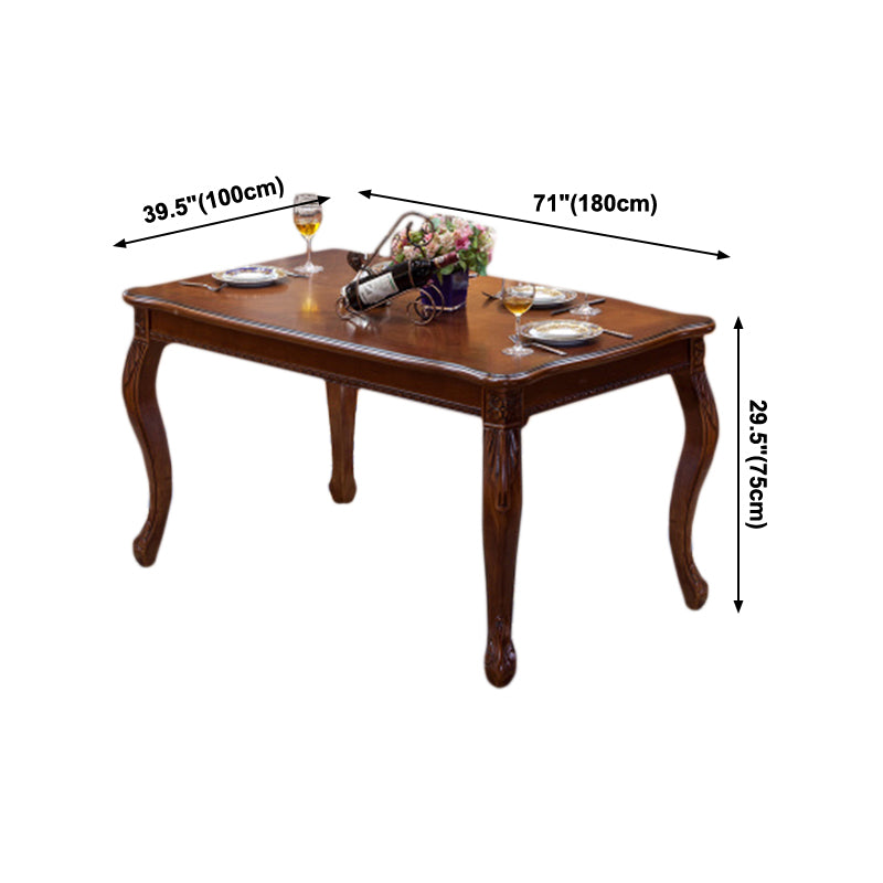 Rectangle Mid-Century Dining Table Brown Tone Fixed Table with Oakwood Solid Wood Clearhalo ' dining_table' 'Dining Tables & Seating' 'Dining Tables' 'furn' 'furn_dining_table' 'Furniture' 'furniture_dining_table' 'Kitchen & Dining Furniture' 'kitchen&dining_furn' 'kitchen' 'kitchen_dining_table' 4051283