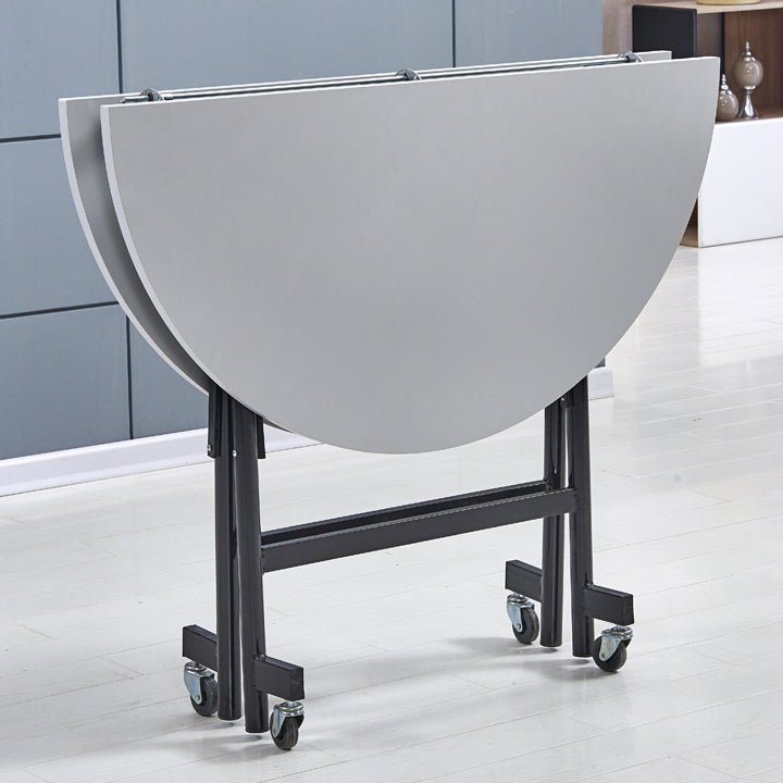 Mid-Century MDF Kitchen Dining Table Round Shape Standard Dining Table with Double Pedestal Base Gray Without Chairs Clearhalo ' dining_table' 'Dining Tables & Seating' 'Dining Tables' 'furn' 'furn_dining_table' 'Furniture' 'furniture_dining_table' 'Kitchen & Dining Furniture' 'kitchen&dining_furn' 'kitchen' 'kitchen_dining_table' 4051286