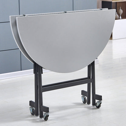 Mid-Century MDF Kitchen Dining Table Round Shape Standard Dining Table with Double Pedestal Base Gray Without Chairs Clearhalo ' dining_table' 'Dining Tables & Seating' 'Dining Tables' 'furn' 'furn_dining_table' 'Furniture' 'furniture_dining_table' 'Kitchen & Dining Furniture' 'kitchen&dining_furn' 'kitchen' 'kitchen_dining_table' 4051286