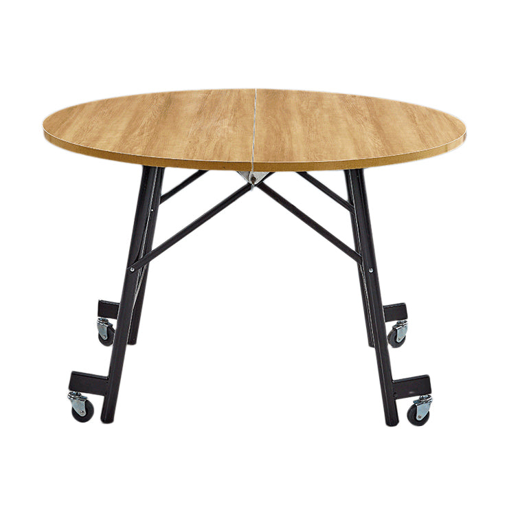Mid-Century MDF Kitchen Dining Table Round Shape Standard Dining Table with Double Pedestal Base Natural Without Chairs Clearhalo ' dining_table' 'Dining Tables & Seating' 'Dining Tables' 'furn' 'furn_dining_table' 'Furniture' 'furniture_dining_table' 'Kitchen & Dining Furniture' 'kitchen&dining_furn' 'kitchen' 'kitchen_dining_table' 4051287