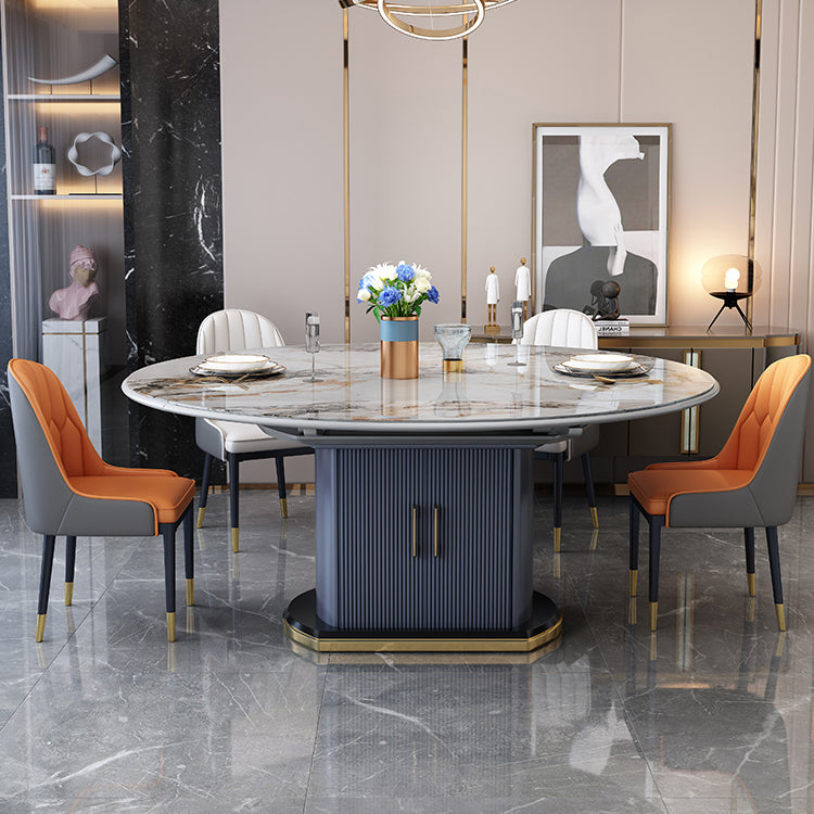 Round Traditional Luxury Dining Room Table Sintered Stone Table with Pedestal Base Clearhalo ' dining_table' 'Dining Tables & Seating' 'Dining Tables' 'furn' 'furn_dining_table' 'Furniture' 'furniture_dining_table' 'Kitchen & Dining Furniture' 'kitchen&dining_furn' 'kitchen' 'kitchen_dining_table' 4051303