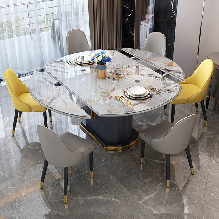 Round Traditional Luxury Dining Room Table Sintered Stone Table with Pedestal Base Clearhalo ' dining_table' 'Dining Tables & Seating' 'Dining Tables' 'furn' 'furn_dining_table' 'Furniture' 'furniture_dining_table' 'Kitchen & Dining Furniture' 'kitchen&dining_furn' 'kitchen' 'kitchen_dining_table' 4051304
