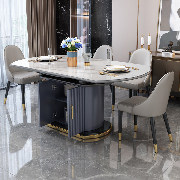 Round Traditional Luxury Dining Room Table Sintered Stone Table with Pedestal Base White Without Chairs Clearhalo ' dining_table' 'Dining Tables & Seating' 'Dining Tables' 'furn' 'furn_dining_table' 'Furniture' 'furniture_dining_table' 'Kitchen & Dining Furniture' 'kitchen&dining_furn' 'kitchen' 'kitchen_dining_table' 4051305