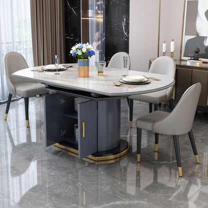 Round Traditional Luxury Dining Room Table Sintered Stone Table with Pedestal Base White Without Chairs Clearhalo ' dining_table' 'Dining Tables & Seating' 'Dining Tables' 'furn' 'furn_dining_table' 'Furniture' 'furniture_dining_table' 'Kitchen & Dining Furniture' 'kitchen&dining_furn' 'kitchen' 'kitchen_dining_table' 4051305
