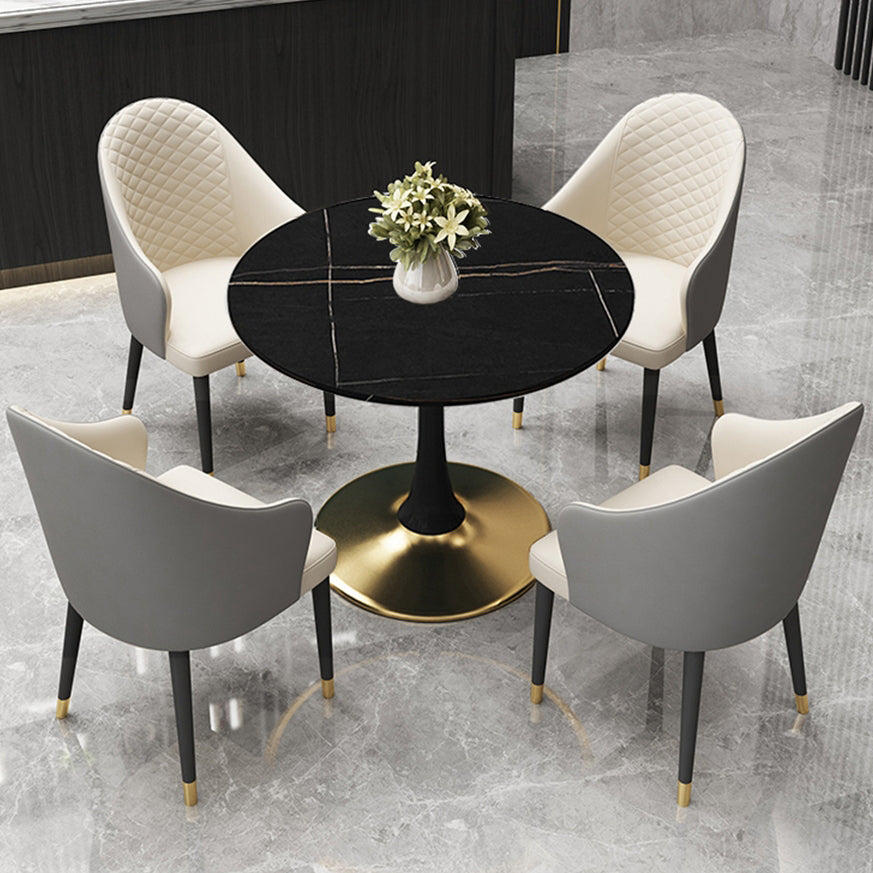31.5-inch Metal Contemporary Dining Table Round Table for Kitchen Clearhalo ' dining_table' 'Dining Tables & Seating' 'Dining Tables' 'furn' 'furn_dining_table' 'Furniture' 'furniture_dining_table' 'Kitchen & Dining Furniture' 'kitchen&dining_furn' 'kitchen' 'kitchen_dining_table' 4051329