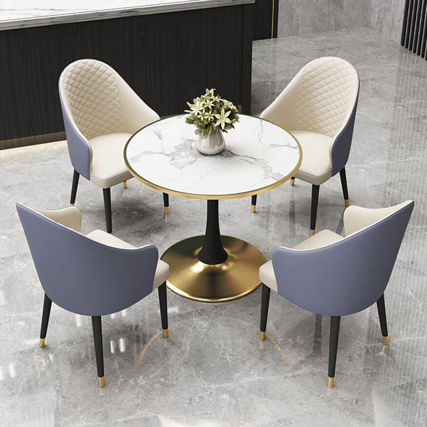 31.5-inch Metal Contemporary Dining Table Round Table for Kitchen Clearhalo ' dining_table' 'Dining Tables & Seating' 'Dining Tables' 'furn' 'furn_dining_table' 'Furniture' 'furniture_dining_table' 'Kitchen & Dining Furniture' 'kitchen&dining_furn' 'kitchen' 'kitchen_dining_table' 4051332