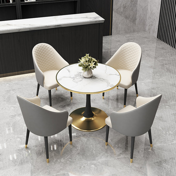 31.5-inch Metal Contemporary Dining Table Round Table for Kitchen Clearhalo ' dining_table' 'Dining Tables & Seating' 'Dining Tables' 'furn' 'furn_dining_table' 'Furniture' 'furniture_dining_table' 'Kitchen & Dining Furniture' 'kitchen&dining_furn' 'kitchen' 'kitchen_dining_table' 4051333